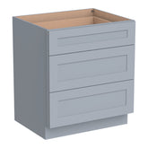 RTA Belmont Gray Drawer Base Cabinet for Kitchen, Bathroom & Laundry storage, with 3 Drawers